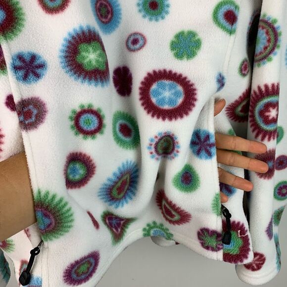 L.L. Bean Fleece Pullover Womens 1X Quarter Snap Jacket Geometric Starburst - Picture 6 of 9